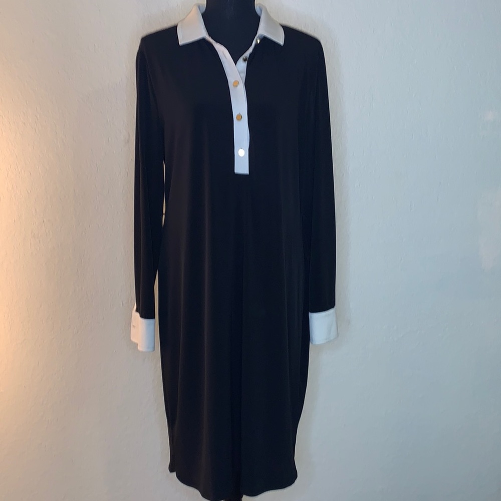 Classic black and white dress M. Curved hem. Evening, special occasions.